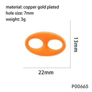 Detailed specs of orange enamel copper gold plated oval link connector for jewelry