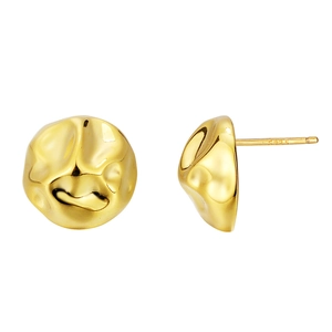 Minimalist S925 sterling silver irregular gold stud earrings with lava texture for women
