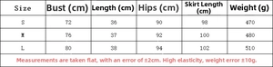 Detailed size chart for women's sequin two-piece set showing bust and length dimensions