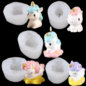 Unicorn Silicone Mold For Aromatherapy Candle Making DIY Desktop Ornament Plaster Epoxy Resin Crafting Flexible White