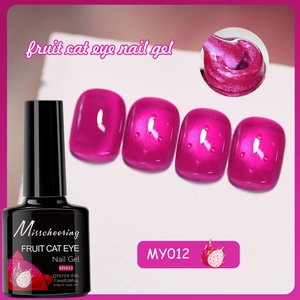 Macro detail of magenta cat eye nail gel MY012 showing 3D texture and thick consistency