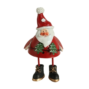 Creative Santa Claus iron bell ornament with hand-painted Christmas tree design on white base