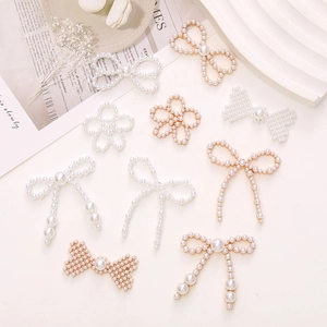 Nœud Fleur DIY Bijoux Accessoires Charms Alliage De Zinc Faux Künstliche Perle Strass Pour Coque De Téléphone Chaussures Décoration