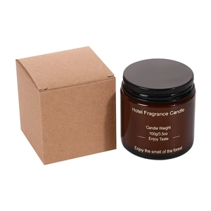 100g Forest Scented Candle in amber glass jar with black metal lid and kraft paper box