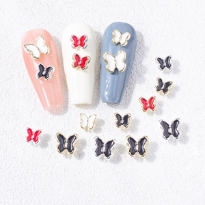 Charmes D'Art D'Ongle Papillon Alliage Métallique Email Goutte D'Huile 3D Luxe Manucure DIY Décoration Pour Femmes