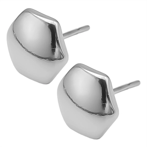 Detailed macro view of 304 stainless steel stud earrings with irregular liquid metal texture