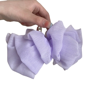 Large purple double-layered mesh bow hair claw clip for elegant women hairstyles