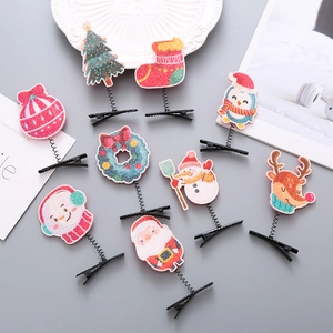 Weihnachts Haarklammern Glitzer Stoff Rentier Weihnachtsmann Schneemann Feder Wackelnder Kopfschmuck Festliche Party