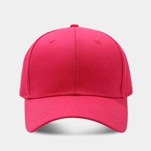 Detailed front view of deep pink cotton baseball cap with ventilation eyelets