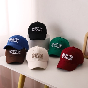 Kids Baseball Cap Cotton Star Embroidery Sun Protection Outdoor Adjustable Toddler Boys Girls Casual Duck Tongue Hat