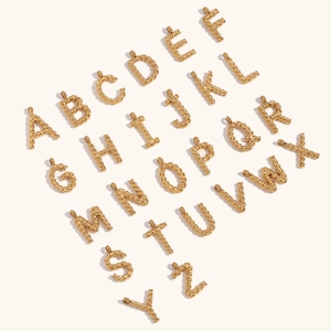 Minimalist 18K gold plated stainless steel A-Z initial alphabet charm pendant set