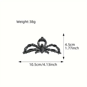 Grande pince à cheveux araignée noire en métal pour femmes, accessoire de fête Halloween