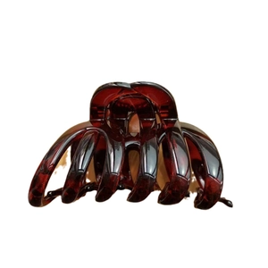 Large dark red tortoiseshell pumpkin hair claw clip for thick hair with high gloss finish