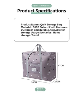 Detailed size specifications for purple 300D Oxford cloth waterproof quilt storage bag
