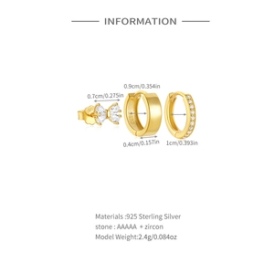 Detailed S925 silver earring set dimensions and AAAAA zircon material specifications