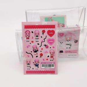 Detail of pink cute girl stickers with gothic rose and bow designs for scrapbooking