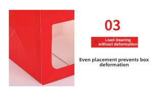 Detail of red paper gift bag with transparent window and strong weight capacity