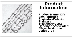 Detailed view of DIY stainless steel chain links with dolphin and heart shape patterns