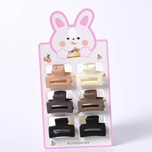 Lot de 6 mini pinces à cheveux mates de 2,5 cm tons terre avec carte lapin mignonne