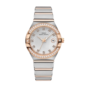 Luxury Women Quartz Watch Stainless Steel Band Rhinestone Bezel Date Display Waterproof Elegant Fashion Wristwatch