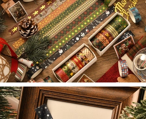 Christmas washi tape set with gold foil patterns and festive decorative stationery details