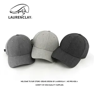 Three gray baseball caps in dark to light shades with structured six-panel design