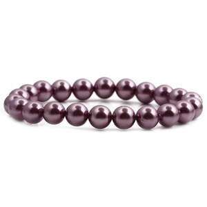 Modisches dunkelviolettes Perlenarmband mit glatten runden Perlen und glänzendem Finish