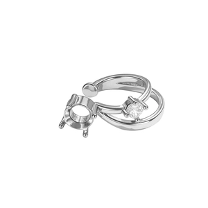 Polsino per orecchio minimalista in argento con zircone e design regolabile senza foro