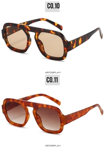 Detail showing tortoise shell frame sunglasses in amber and gradient brown lens options