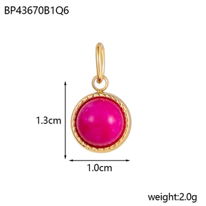 Pink birthstone pendant in gold twisted setting measuring 1.3cm by 1.0cm