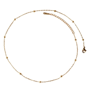Minimalist gold stainless steel beaded chain necklace with lobster clasp and extender
