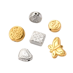 DIY stainless steel gold and silver craft beads in butterfly and heart shapes for jewelry
