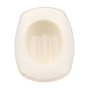 Detail of cream western cowboy hat interior featuring reinforced felt and fabric sweatband