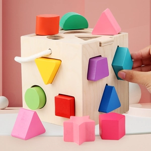 Wooden Shape Sorter Box Multi-Hole Geometric Matching Toy Colorful Blocks Early Learning Education For Toddlers