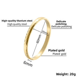 Technical diagram showing 50mm and 60mm inner diameters of gold plated steel bangle