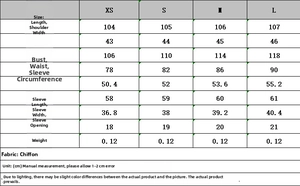 Detailed size chart for animal print V-neck top showing measurements in centimeters