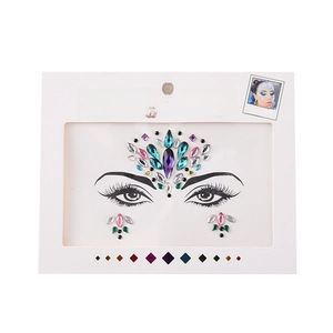 Rainbow Party Joy face crystal sticker with acrylic resin rhinestones for face decoration