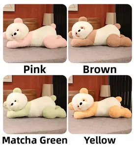 Housses de peluche ours en peluche couché disponibles en rose marron vert et jaune