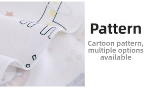 Detail of soft cotton baby swaddle wrap with cartoon lion and star print and fine stitching