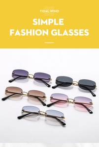 Rimless gradient sunglasses in five colors with sleek gold metal frames and nose pads