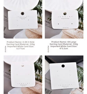 Detailed views of premium 530g white cardstock earring display cards in two sizes