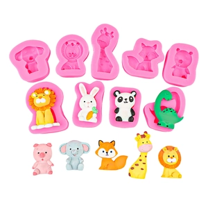 Cute animal theme silicone molds for DIY chocolate cake including giraffe and lion