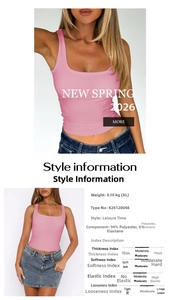 Detailed size tag and fabric composition chart for the Y2K style polyester camisole top