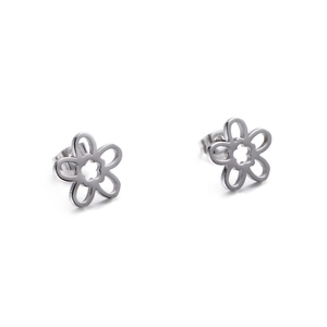 Polierte Sonnenblumen-Ohrstecker aus Edelstahl mit minimalistischem Fünf-Blatt-Design