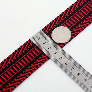Tracolla regolabile da 3,8cm a righe rosse e nere in cotone per borse a spalla e borsa