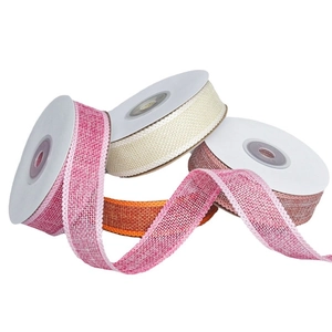 Multi-colored linen style decorative ribbons for DIY Christmas wreaths and bows