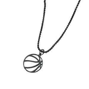 Minimalist black hollow basketball pendant necklace with box chain for men fashion