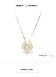 Detailed view of 10.8mm gold-plated lucky charm pendant necklace with cubic zirconia