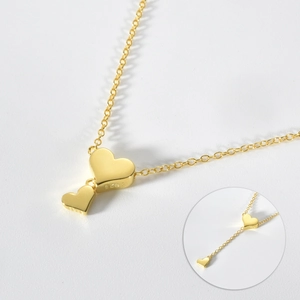 Luxurious 925 sterling silver gold heart pendant necklace with shimmering diamond accents