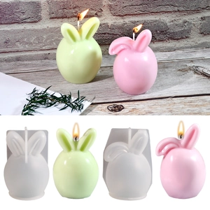 Cute Easter Bunny Egg Silicone Mold DIY Scented Candle Plaster Ornament Crafting Tool Upright And Floppy Ear Bunny